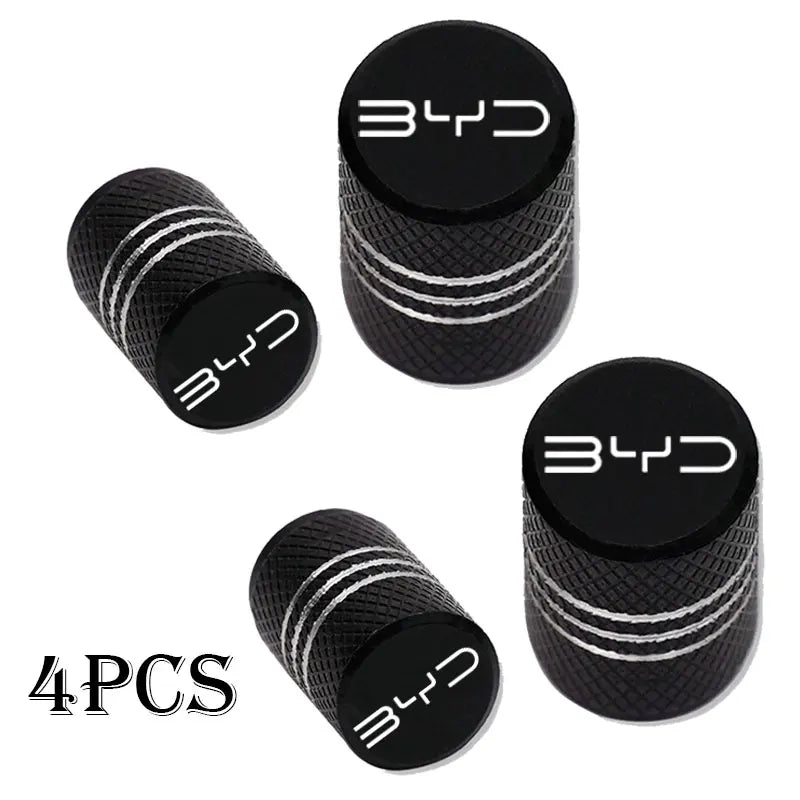 Couvercle de bouchon de Valve de pneu de roue de voiture en aluminium, accessoires de voiture, 4 pièces, pour BYD Atto 3 Act 3 Tang F3 E6 Dmi Yuan Song plus EV2022 2023