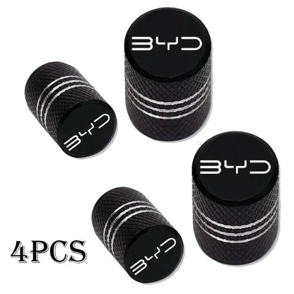 Couvercle de bouchon de Valve de pneu de roue de voiture en aluminium, accessoires de voiture, 4 pièces, pour BYD Atto 3 Act 3 Tang F3 E6 Dmi Yuan Song plus EV2022 2023