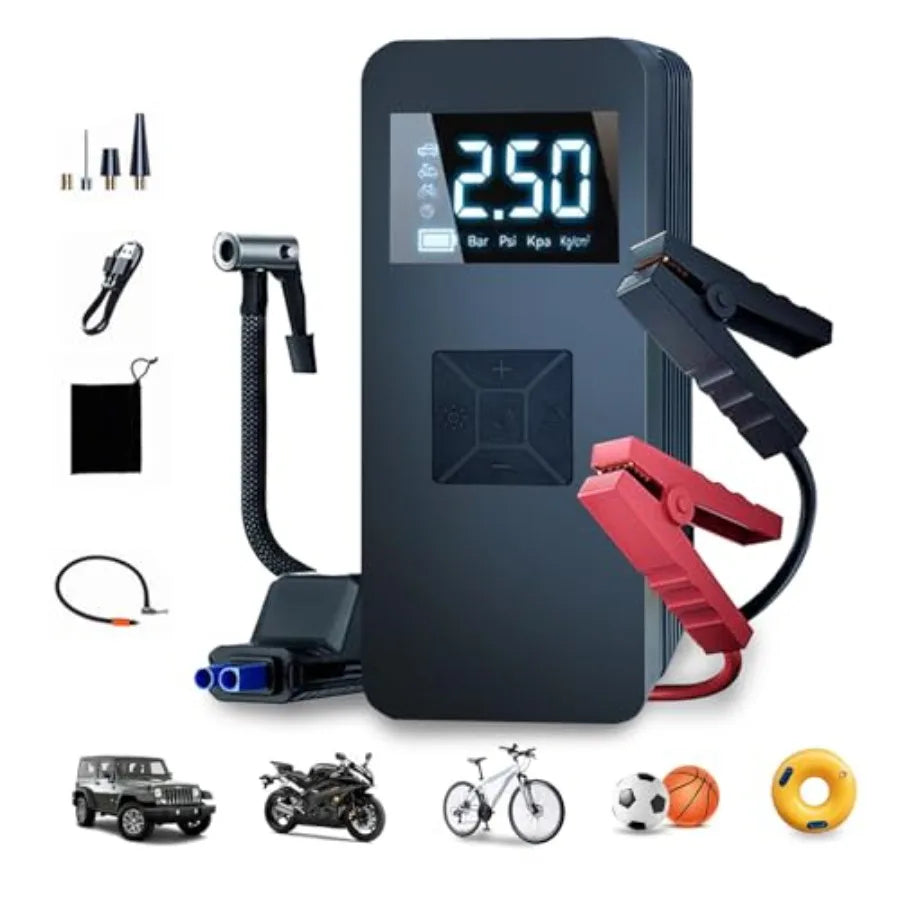 Compresseur d'air portatif de gonfleur de pneu avec manomètre numérique pour les véhicules pompe à air de voiture de grande capacité de 20000mAh avec i intégré