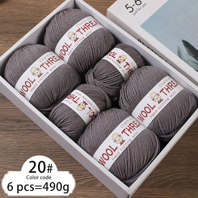 Fil de laine d'aldéhyde moyen, production de bricolage fin, tricoté à la main, pull chaud à la mode, écharpe et chapeau, boule de fil, 500g