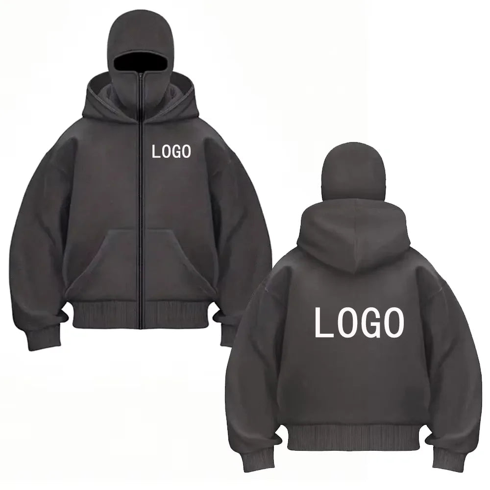 Sweat à capuche de style, veste à double capuche, sweat-shirt à capuche à fermeture éclair à la mode, logo exclusif personnalisable.