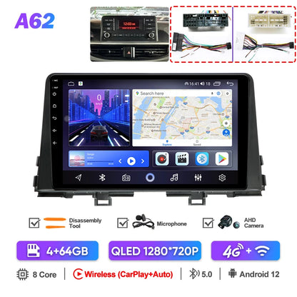 QSZN pour KIA Picanto Morning 3 JA 2018 - 2019 Android 13 autoradio lecteur vidéo multimédia CarPlay Auto 4G GPS Navigation stéréo