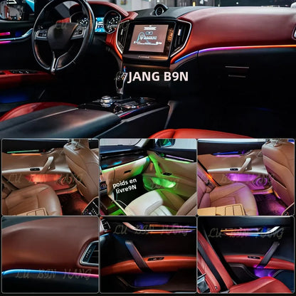 إضاءة محيطية RGB بـ 64 لونًا لسيارة مازيراتي جيبلي M157 وكواتروبورتي M156 موديلات 2013-2023، توصيل وتشغيل 1:1، لوحة ليزر OEM، قطع غيار سيارات