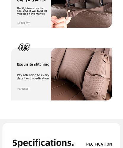 Coussin de tête de siège auto universel de haute qualité, oreiller de nuque en cuir perforé respirant, support lombaire pour voiture