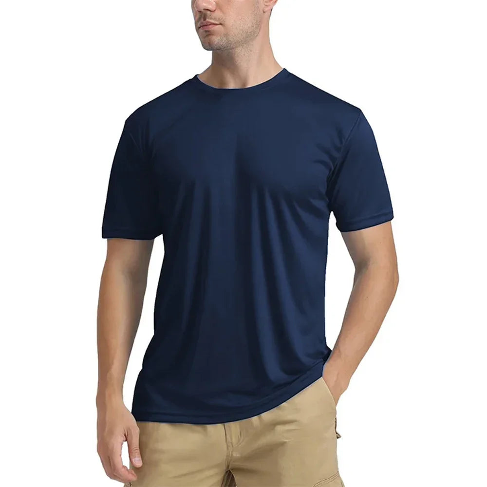 T-Shirt à manches courtes et col rond pour hommes, Protection solaire UPF 50+, séchage rapide, décontracté, respirant, pour l'extérieur, usage quotidien