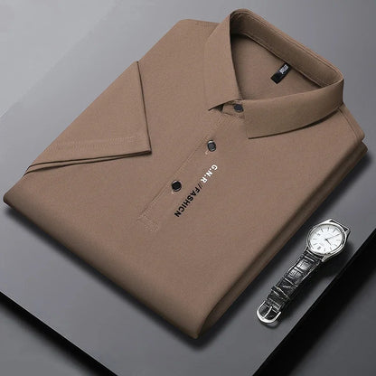 Polo à manches courtes pour hommes, couleur unie, respirant, confortable, élastique, nouvel arrivage, Style Business décontracté
