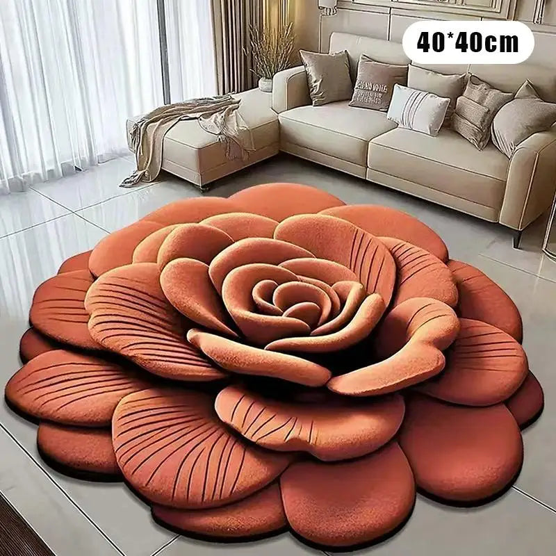 Nouveau tapis de sol en forme de pivoine, doux et durable, 40x40cm, antidérapant et absorbant pour salle de bain