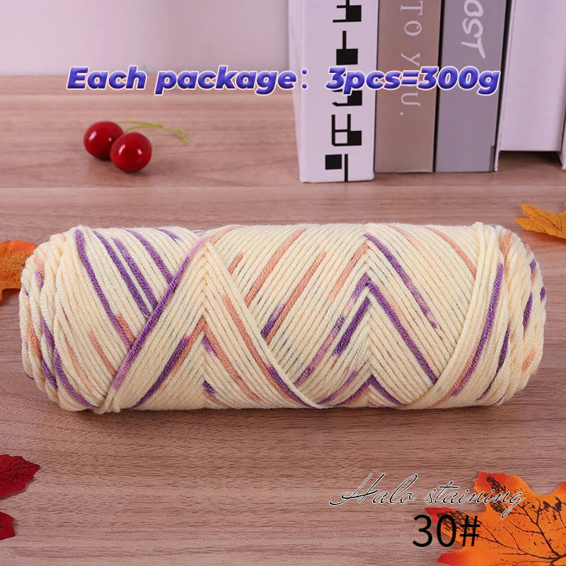 Pull auto-tissé en coton au lait teint à 5 brins, écharpe, couverture moyenne épaisse, fil au Crochet tissé fait à la main, 300g