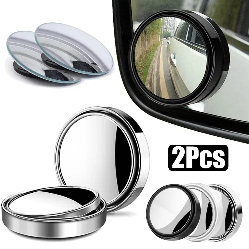 Rétroviseur Convexe à Cadre Rond pour Angle Mort, Accessoire de Voiture, Résistant à 360, Réglable et Transparent, 2 Pièces