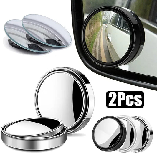 Rétroviseur Convexe à Cadre Rond pour Angle Mort, Accessoire de Voiture, Résistant à 360, Réglable et Transparent, 2 Pièces