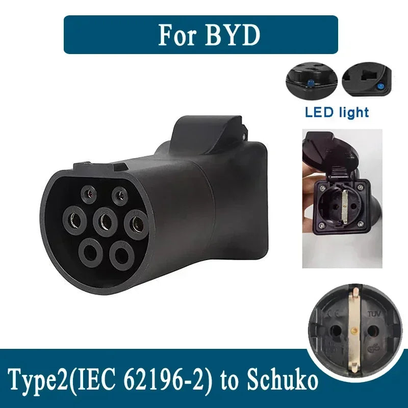 Câble de charge de décharge de voiture EV, adaptateur de station d'alimentation pour BYD Atto 3, prend en charge V2L, GB, T, mâle, femelle vers EU Schuko, V2L