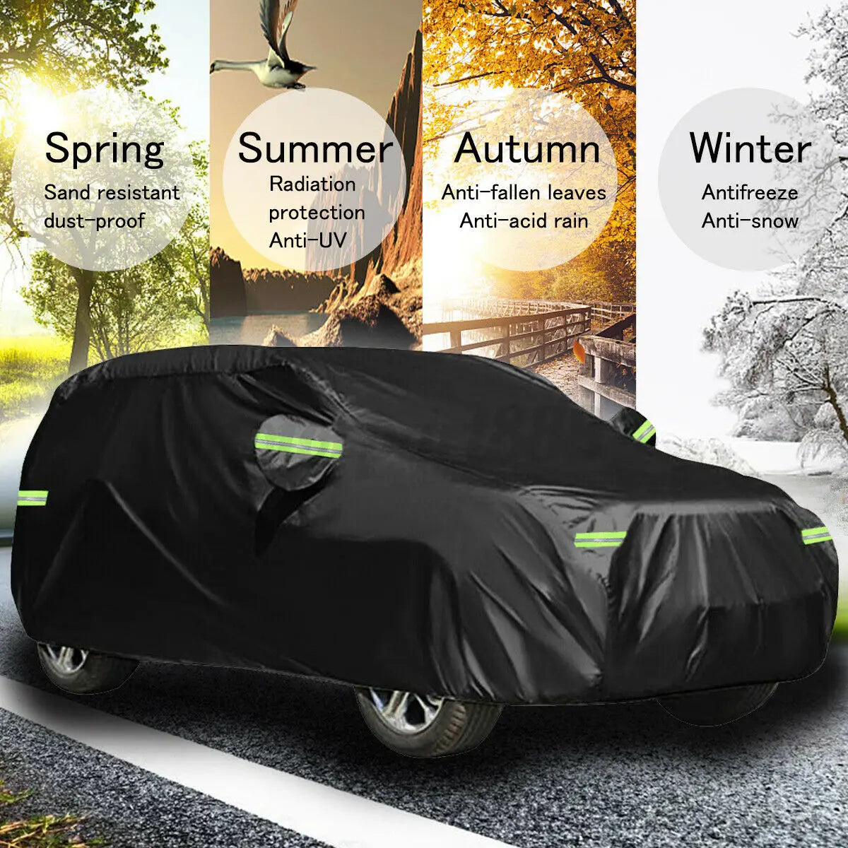 Qualité universelle SUV/berline couverture de voiture complète noir Durable extérieur imperméable soleil pluie neige Protection UV voiture fermeture éclair conception M-XXL
