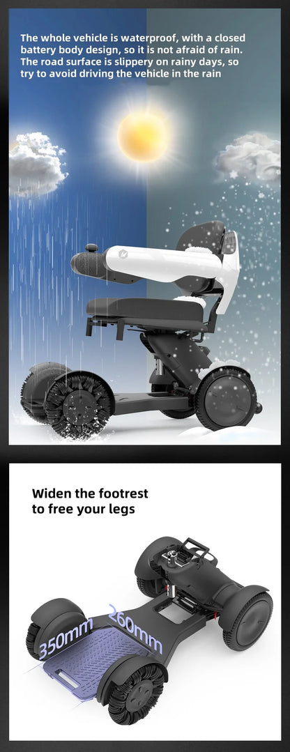 Fauteuil roulant électrique intelligent haut de gamme avec télécommande, conception pliante automatique pour personnes âgées et handicapées