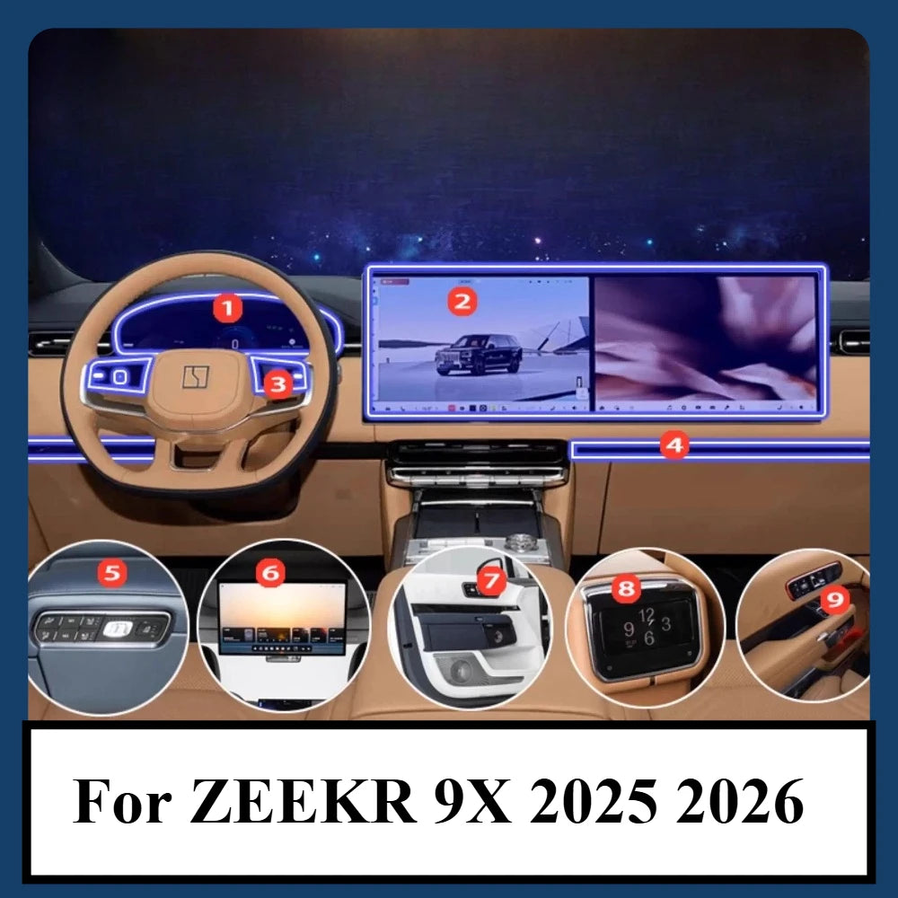Film de Protection PPF pour ZEEKR 9X 2025 2026, transparent, TPU LCD, panneau d'équipement de Navigation GPS, Console centrale, accessoires de voiture