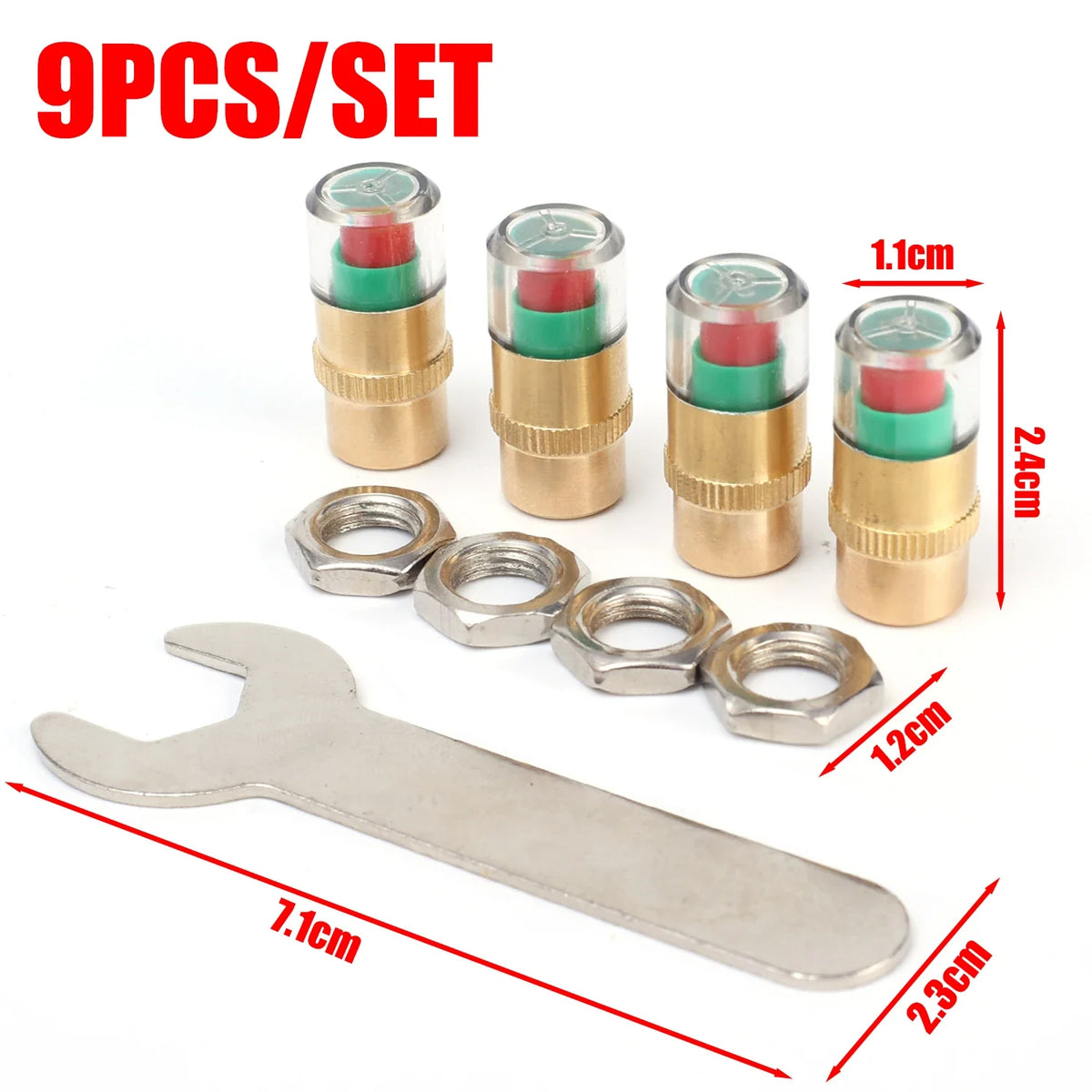 Indicateur de pression de voiture, couvercle de assujetanti-poussière, version antivol, noyau de cuivre complet, moniteur de bouchon d'iode basse pression