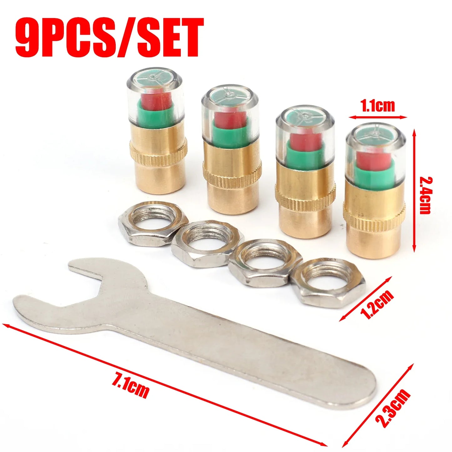 Indicateur de pression de voiture, couvercle de assujetanti-poussière, version antivol, noyau de cuivre complet, moniteur de bouchon d'iode basse pression
