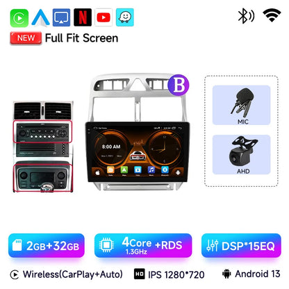 JIUYIN-Autoradio pour KIT 307, 307CC, 307SW, 2002-2013, CarPlay sans fil, Android Auto, systèmes intelligents de voiture, No 2 Din, DVD