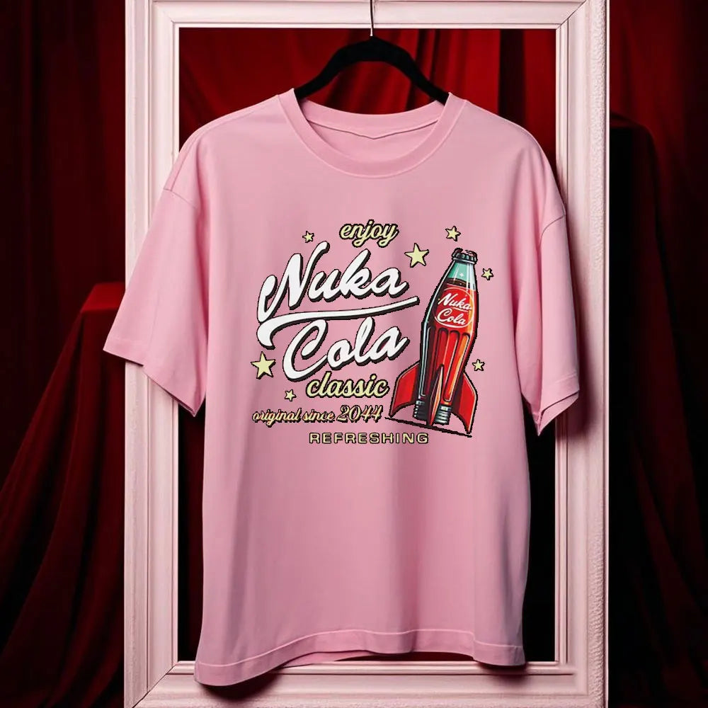 تيشيرت Nuka Cola Fallout للجنسين من القطن الناعم، تي شيرت مضحك، تي شيرت أحمر عتيق 2044، تي شيرت علوي، هدية للمعجبين، ملابس رجالية، هاراجوكو
