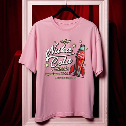 تيشيرت Nuka Cola Fallout للجنسين من القطن الناعم، تي شيرت مضحك، تي شيرت أحمر عتيق 2044، تي شيرت علوي، هدية للمعجبين، ملابس رجالية، هاراجوكو