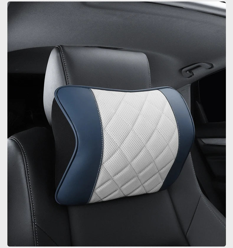Appui-tête de voiture en cuir Nappa de luxe et ensemble d'oreillers de soutien lombaire, Design perforé respirant, convient à tous les modèles de voiture