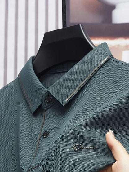 Polo sans couture pour hommes, T-shirt de luxe en tissu Cool, décontracté, Golf, coupe cintrée, col chemisier, nouvelle collection
