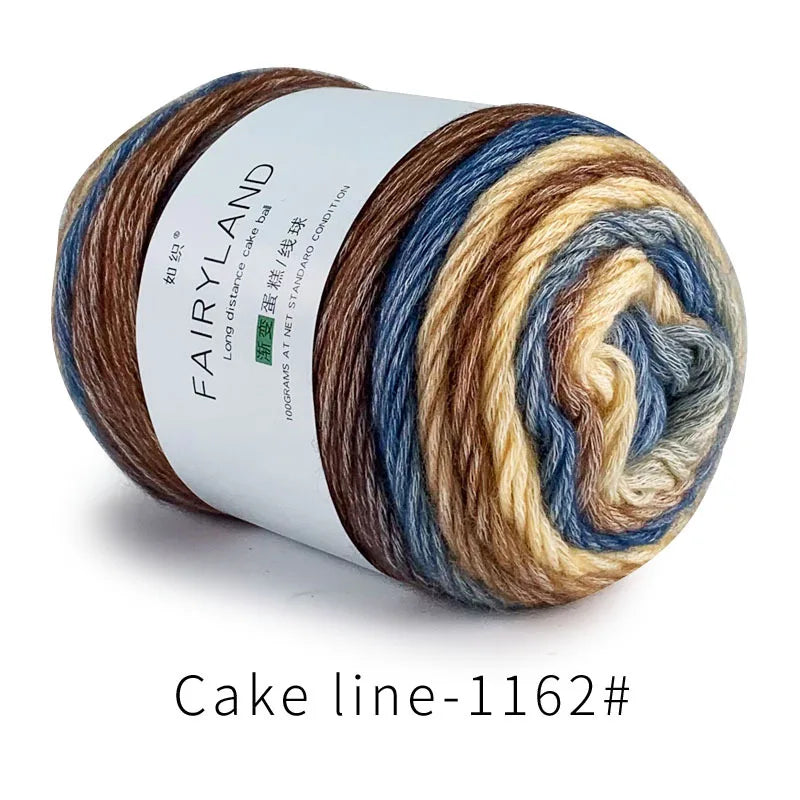 Fil à gâteau dégradé pour tricoter à la main, fil coloré au Crochet, Section moyenne et épaisse, fil arc-en-ciel en laine de coton teint, 100 g/pièce