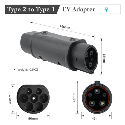 Adaptateur SAE IEC 62196 2 à J1772 Type 1, Station de Charge pour Voitures Électriques, Chargeur de Véhicule EV, Connecteur Latéral