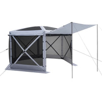 Tente gazebo pop-up 12 x 12 pieds, 6 côtés, grande auvent de camping avec toit amovible, sac de transport, installation rapide, moustiquaire anti-moustiques