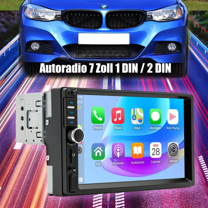ESSGOO Carplay Android Auto 1 DIN 7 "Radio de voiture universelle BT TF EQ USB AUX TF USB HD lecteur multimédia à écran tactile avec 7 couleurs