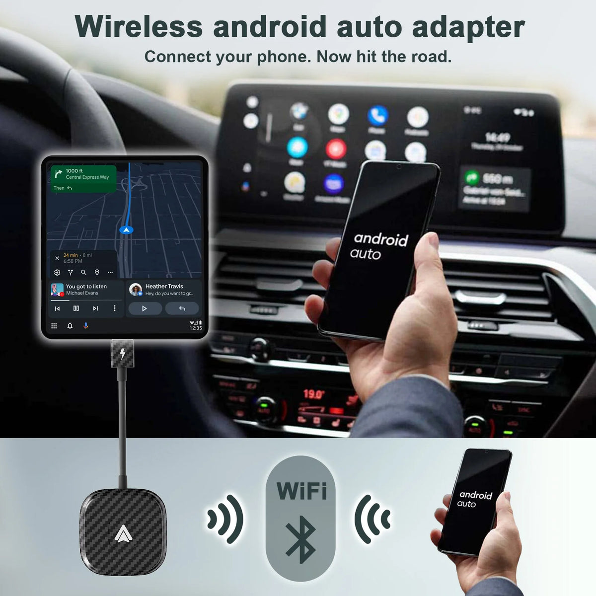 Adaptateur CarPlay sans fil IOS ou Android Auto sans fil 5G WiFi type-c USB Plug Play CarPlay sans fil