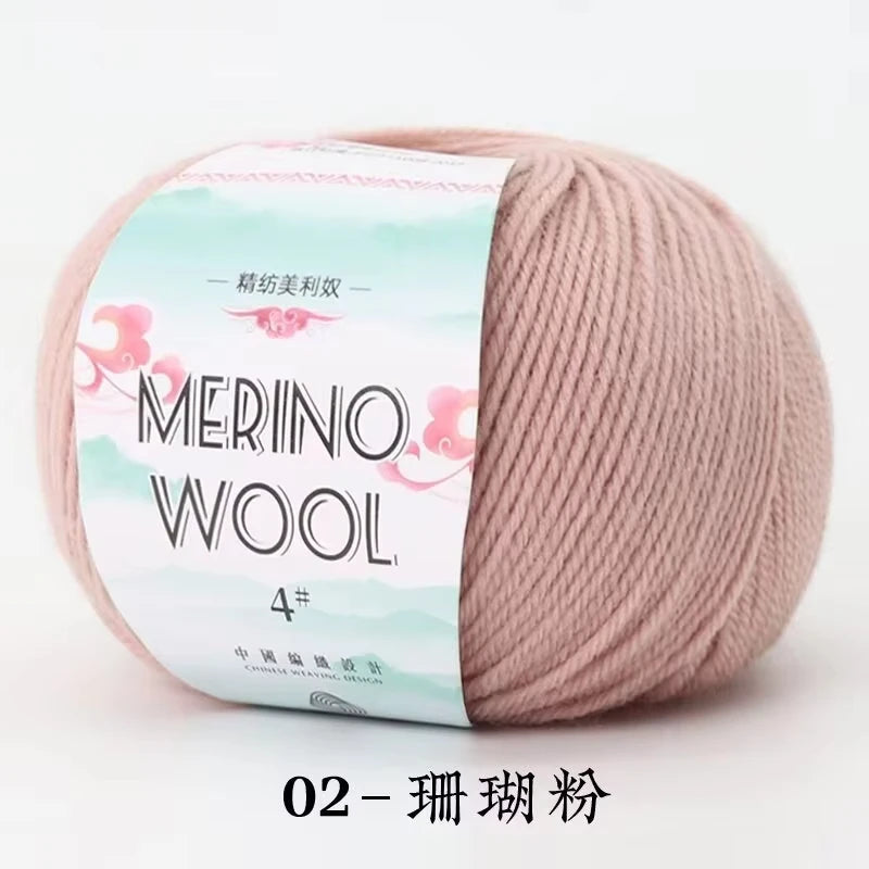 Rouleau de fil de laine mérinos pour bébé, 50 g/rouleau, 130 M/rouleau, bricolage tricoté à la main, écharpe au Crochet, vêtements, chapeaux