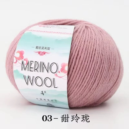 Rouleau de fil de laine mérinos pour bébé, 50 g/rouleau, 130 M/rouleau, bricolage tricoté à la main, écharpe au Crochet, vêtements, chapeaux