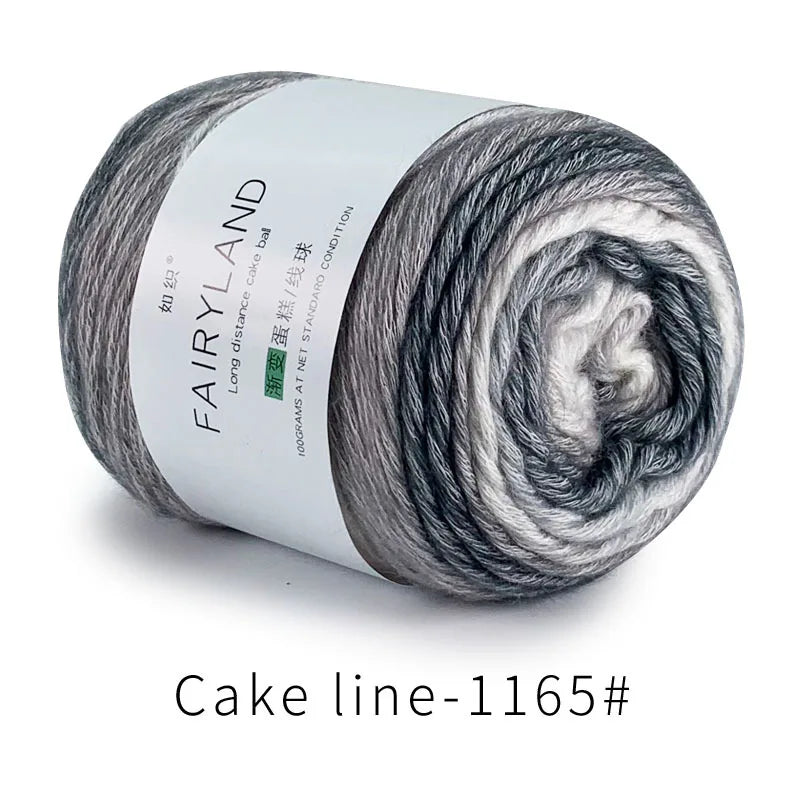 Fil à gâteau dégradé pour tricoter à la main, fil coloré au Crochet, Section moyenne et épaisse, fil arc-en-ciel en laine de coton teint, 100 g/pièce