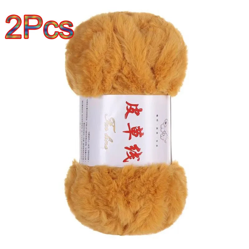 Fil de laine de vison, 2 pièces, fil de fausse fourrure, cachemire, tricot à la main, Crochet, fil de pull, vêtements, écharpe, fil de vison moelleux