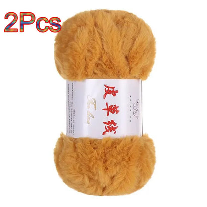 Fil de laine de vison, 2 pièces, fil de fausse fourrure, cachemire, tricot à la main, Crochet, fil de pull, vêtements, écharpe, fil de vison moelleux