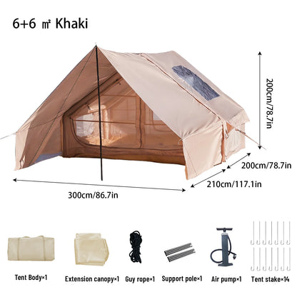 Tente de camping gonflable PAKICETUS pour 4 à 8 personnes avec fenêtres, tente de camping portable résistante à l'eau