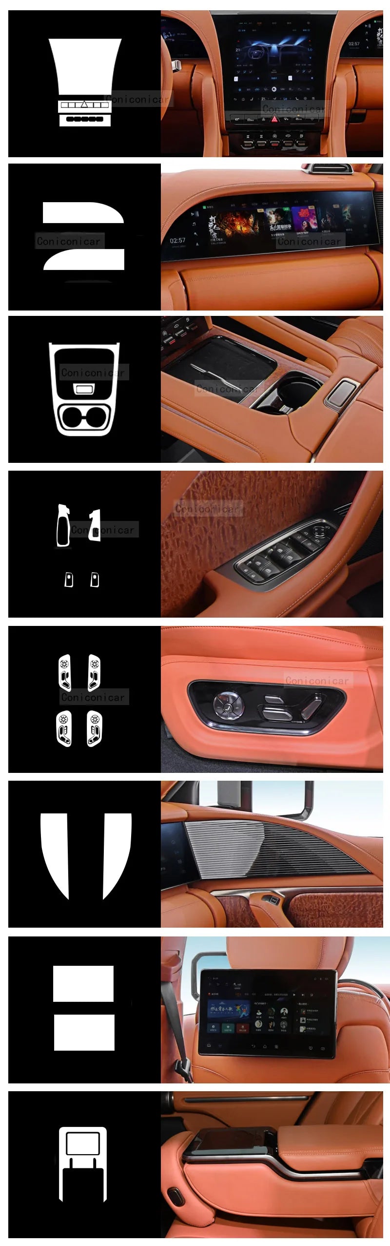 Pour BYD YANGWANG U8 2024 2025 panneau tableau de bord Navigation automobile intérieur Film de protection TPU anti-rayures autocollant