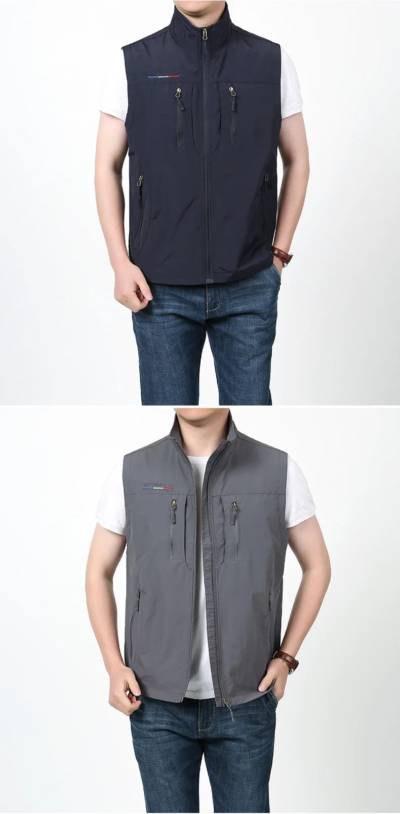 Grande taille hommes été en plein air randonnée gilet tactique multi-poches léger coque souple utilitaire voyage Safari Cargo gilet hommes