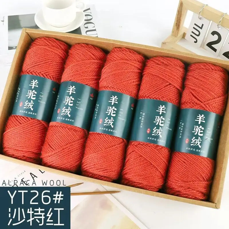 Fil de laine d'alpaga et cachemire, 500 g/ensemble, pour vêtements au Crochet, chapeaux, gants, moyennement épais, 3 plis, fil de laine tricoté à la main de haute qualité, gonflé