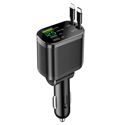 Chargeur de voiture rétractable 5 en 1, 120W, avec lumière étoilée, adaptateur allume-cigare Super rapide pour iPhone Huawei Samsung