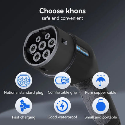 Khons Type2 à Type2 Ev câble de charge 3 phases 16A prise femelle à mâle 5M câble 11kw IEC62196-2 EVES Stations de charge