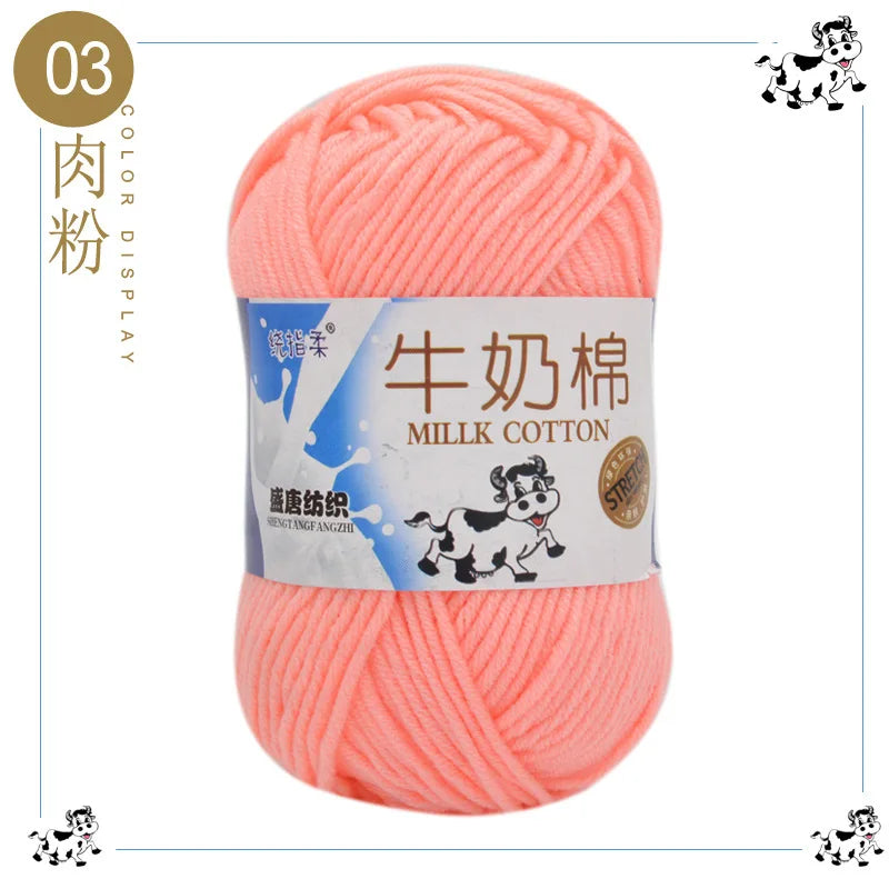 Fil à tricoter en coton au lait, 5 brins, 50g, pour bricolage de sacs de poupée, fil, écharpe, chaussettes