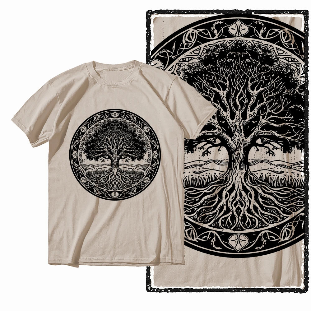 Coolmind MAX yggdrasil printed Exclusive graphic men T shirt 100% cotton big size streetwear men tshirt cool t-shirt tee shirts