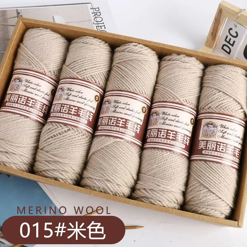 Fil de laine mérinos épais au Crochet à la main, 500 g/ensemble, pour chapeaux, manteaux, pulls, fil de laine mérinos doux pour la peau, gonflé, doux et chaud