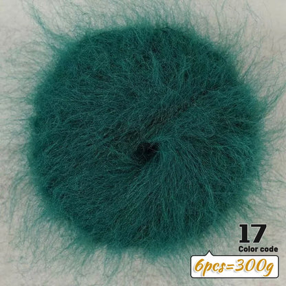 Fil de Mohair d'alpaga coloré à cheveux longs de 300 g, matériel de bricolage fait à la main, aiguilles à tricoter, pull pour femme, manteau, boule de fil de châle, 1 pièce = 6 pièces = 300 grammes
