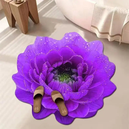 Tapis de sol en forme de fleur, tapis de sol en forme de pivoine souple, durable, 40x40cm/60x60cm, antidérapant, absorbant, pour salle de bain, salon