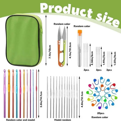 Ensemble de 54 aiguilles à crochet, aiguilles à tricoter, aiguilles émoussées, kit de marqueurs de mailles avec étui de rangement, outils de tricot à la main DIY