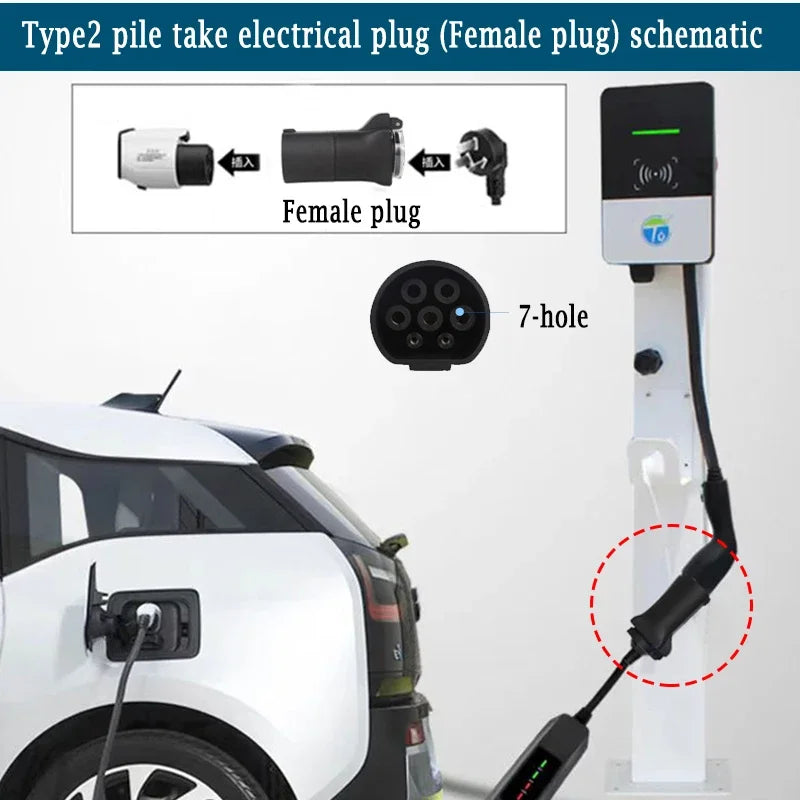 Adaptateur de câble EV de décharge de voiture femelle V2L Type2, pour MG BYD KIA Hyundai Smart # 1 connecteur de véhicule ZEEKR (besoin de voiture prend en charge V2L)