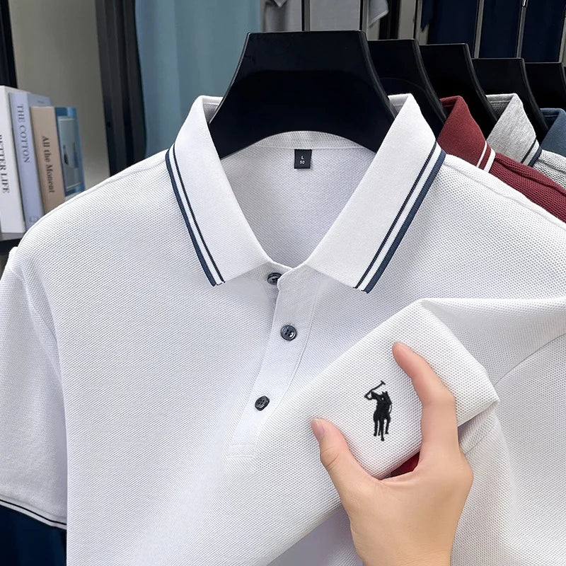 Marque de mode 100% coton été nouvel article polo brodé poney original pour hommes haut à manches courtes confortable et respirant