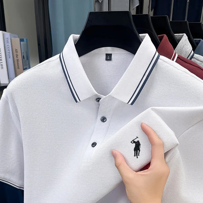 Marque de mode 100% coton été nouvel article polo brodé poney original pour hommes haut à manches courtes confortable et respirant